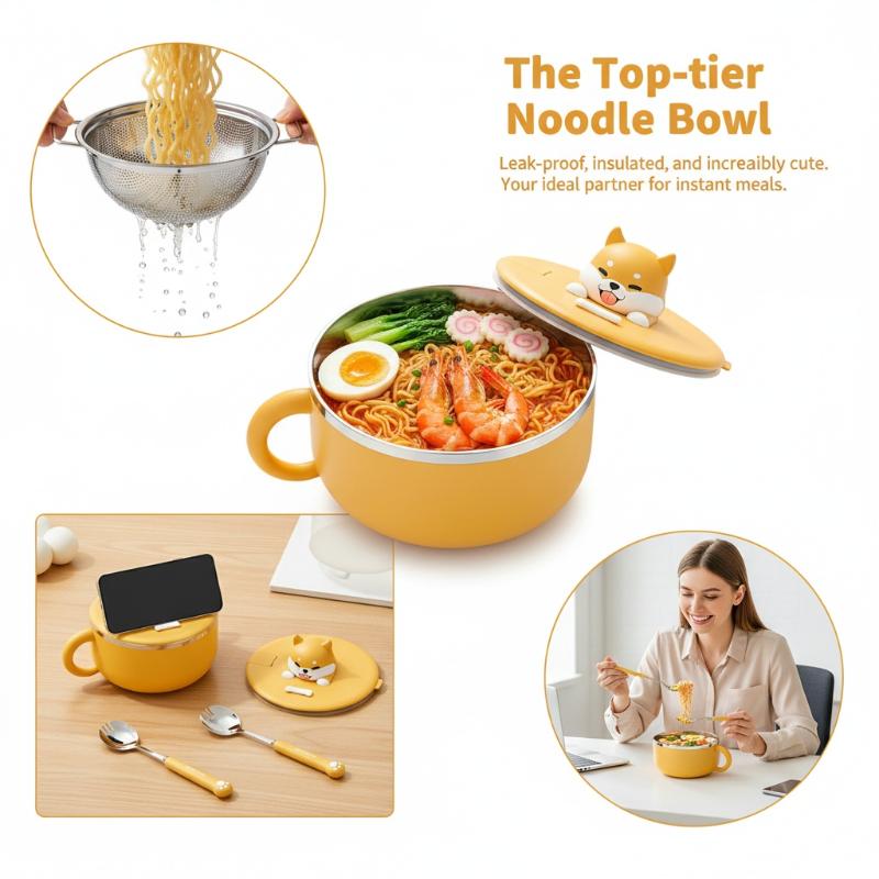 ステンレス製インスタントラーメンボウル 蓋付き 1000ml - Meal Prep Noodles のレビューと価格